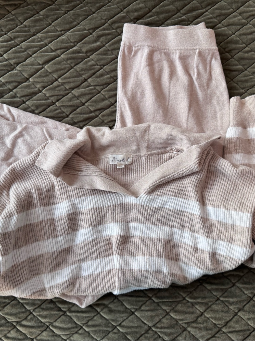 Cozy than Striped Knit Top and Pants lounge Set